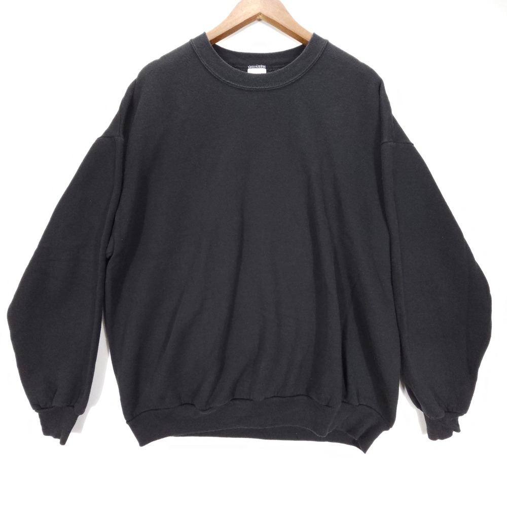 Vintage Jerzees Sweatshirt Mens 2XL Black Crewneck Streetwear Blank 90s USA Made